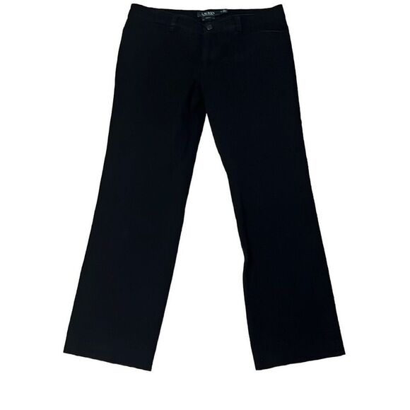 LRL Lauren Ralph Lauren Black Straight Leg Mid Rise Adelle Jeans Size 8 Stretch - Picture 1 of 8